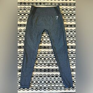 GymShark deep gray full length Leggings. 12” side to side waist EUC.
